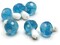 6 19mm Bright Sky Blue and White Polka Dot Mushroom Lampwork Glass Beads